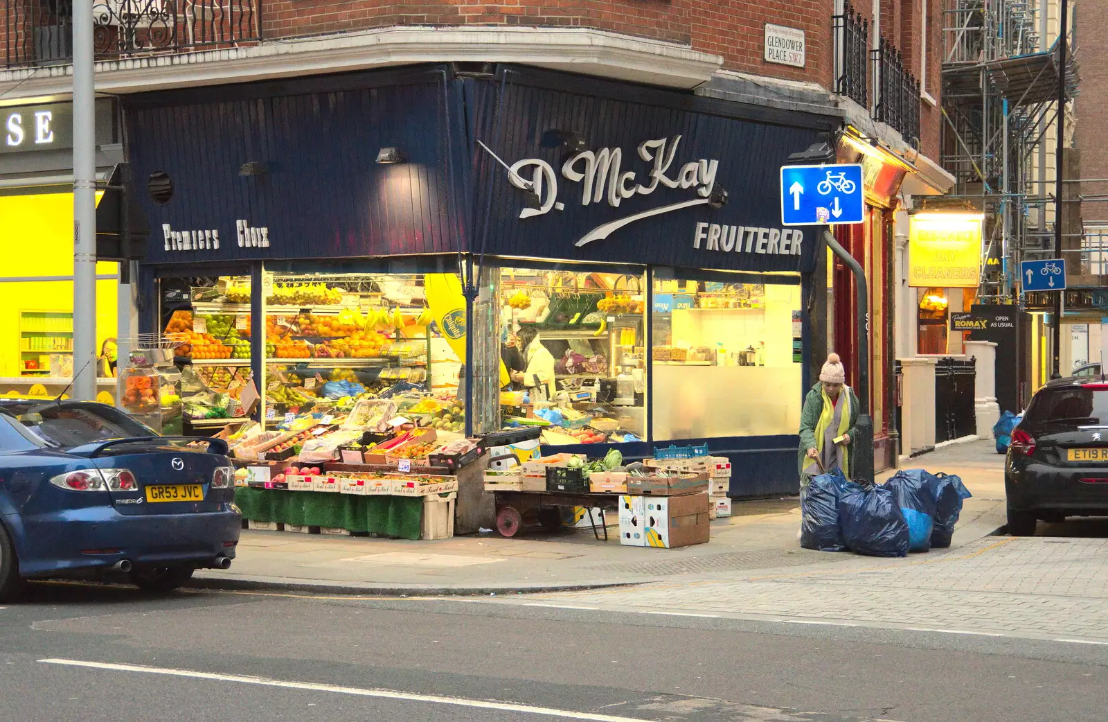 An illuminated greengrocers, from A Trip to the Natural History Museum, Kensington, London - 15th January 2022