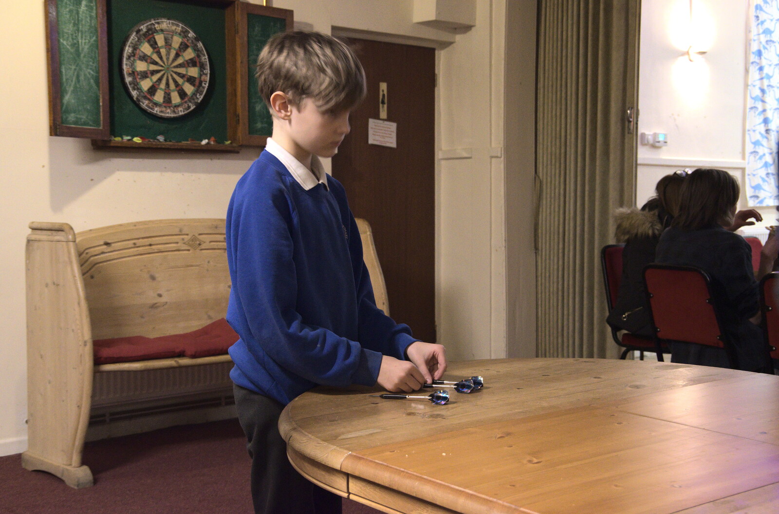 Harry's got some darts from Supercharged Electrons and Pizza at the Village Hall, Brome, Suffolk - 23rd January 2022