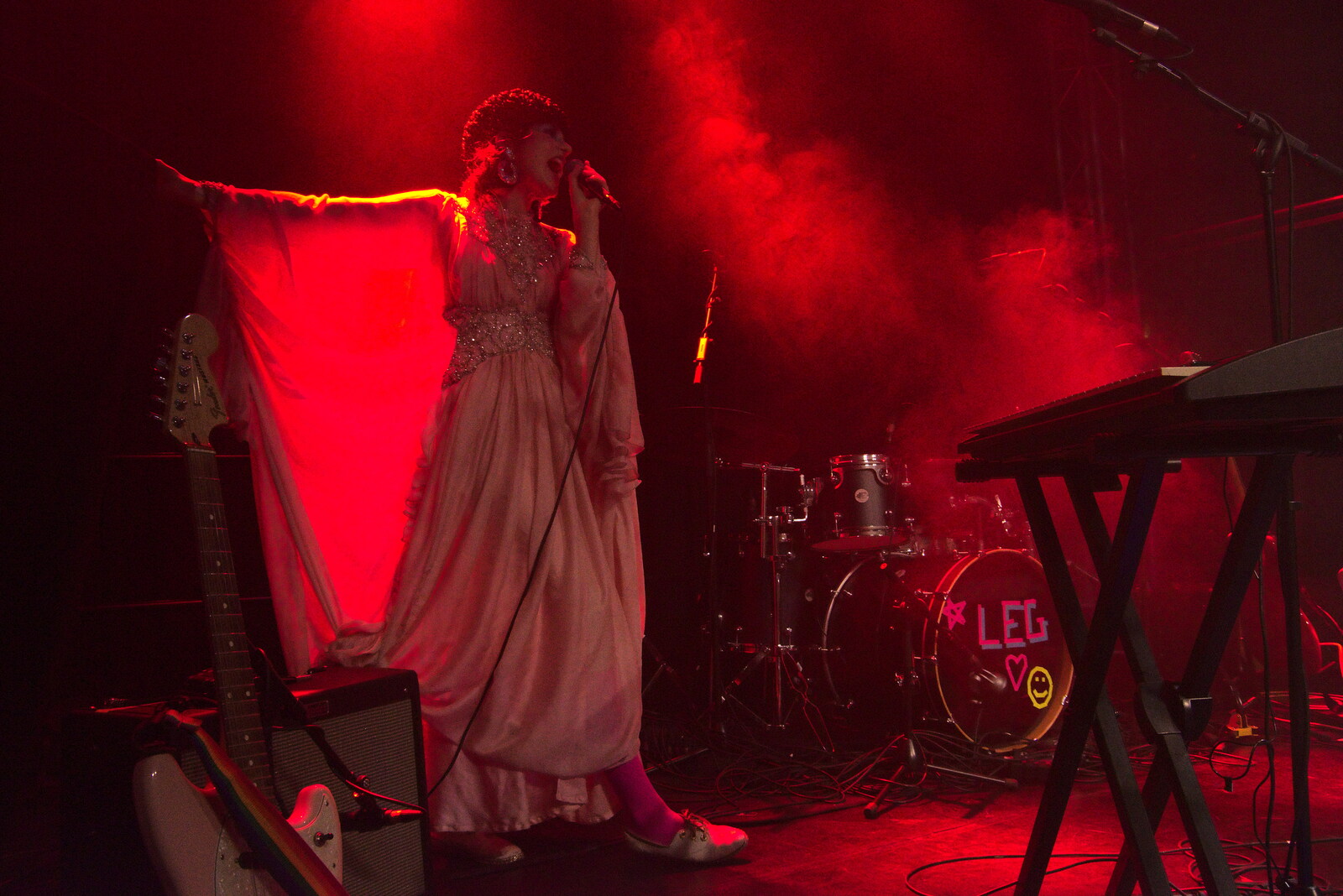 Vanity Fairy and Let's Eat Grandma, Arts Centre, Norwich - 26th January 2022: Daisy in a cloud of red