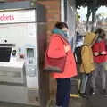 Isobel lurks by the ticket machine on platform 2, A Trip to the Odeon Cinema, Riverside, Norwich - 29th January 2022