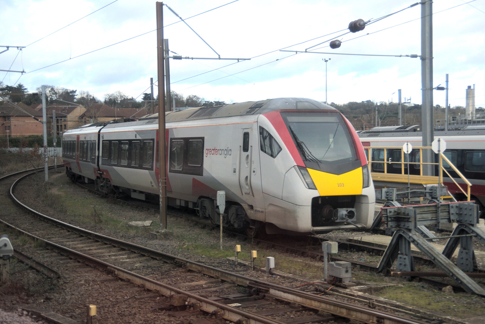 A Trip to the Odeon Cinema, Riverside, Norwich - 29th January 2022: A Class 745/0 Stadler Flirt train at Crown Point