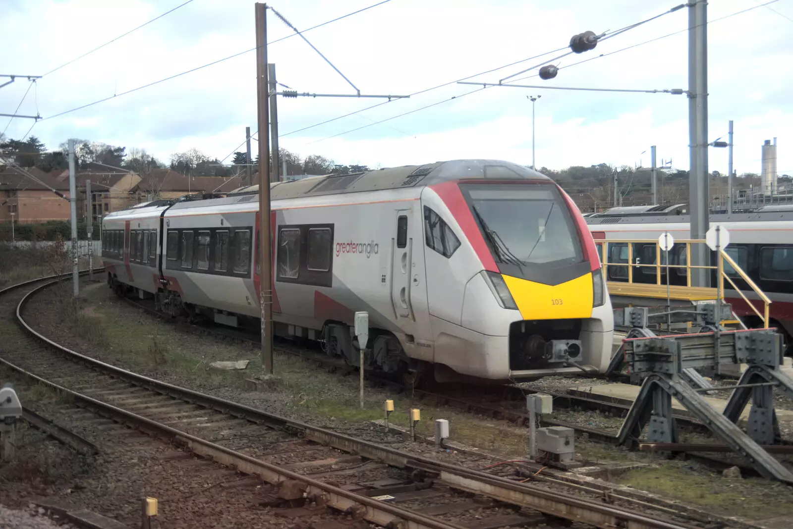 A Class 745/0 Stadler Flirt train at Crown Point, from A Trip to the Odeon Cinema, Riverside, Norwich - 29th January 2022