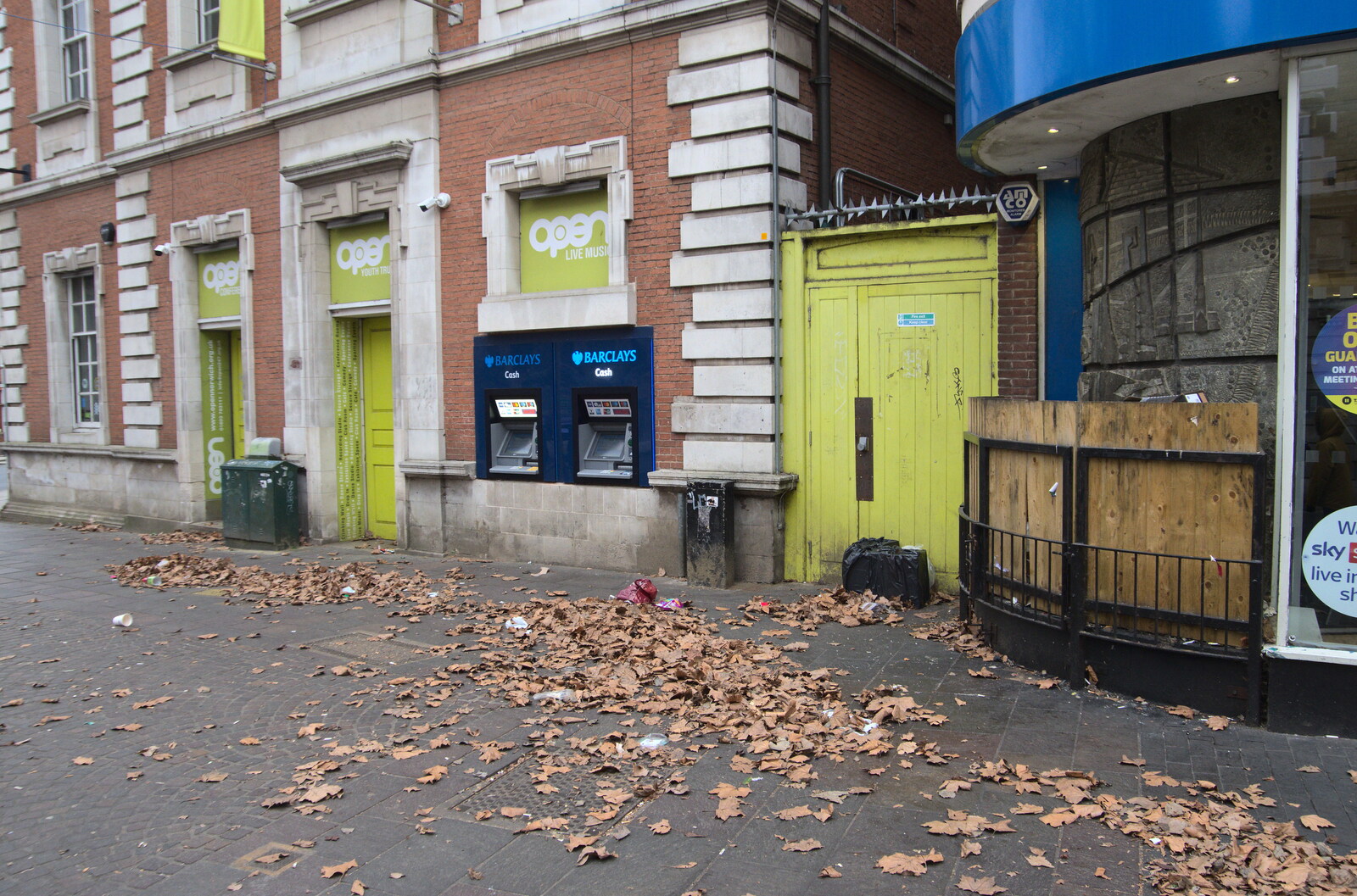 Accumulated leaves on London Street from The Lost Pubs of Norwich, Norfolk - 13th February 2022