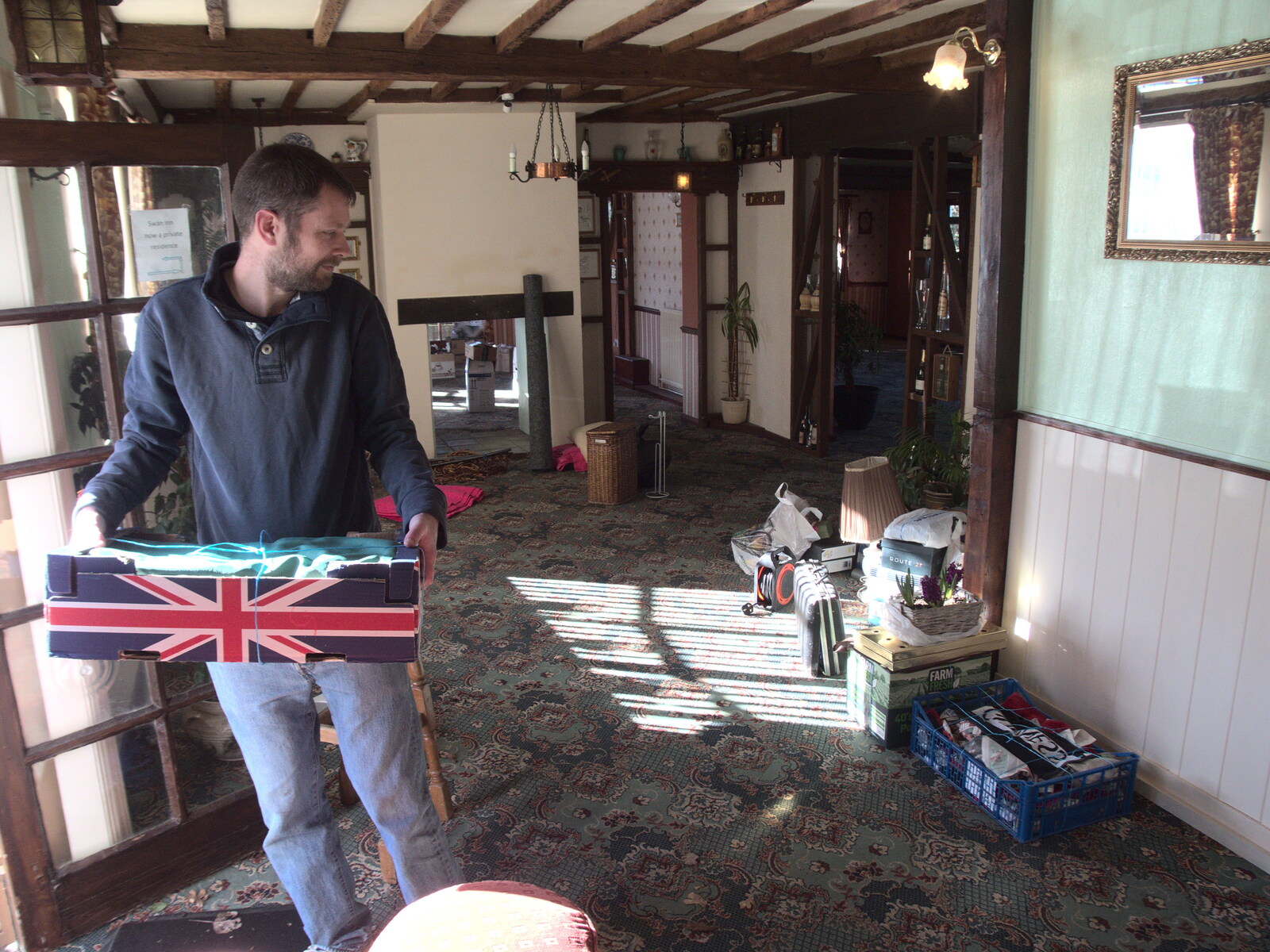 The Boy Phil roams around with a box from The Swan Inn: An Epilogue, Brome, Suffolk - 17th February 2022