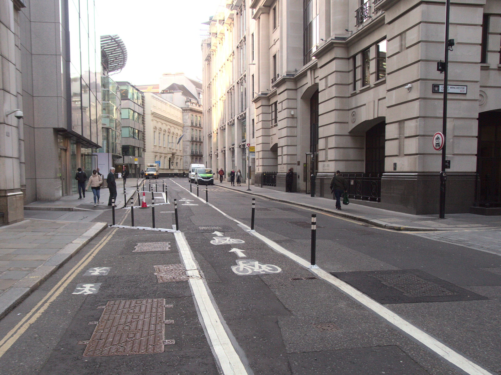 Old Broad Street has got some new bike lane thing from The Last Trip to the SwiftKey Office, Paddington, London - 23rd February 2022