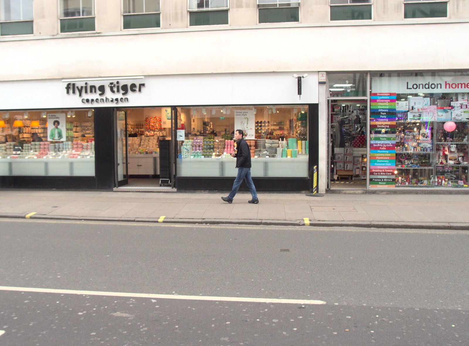 Danfeng strides past Flying Tiger in Bayswater from The Last Trip to the SwiftKey Office, Paddington, London - 23rd February 2022