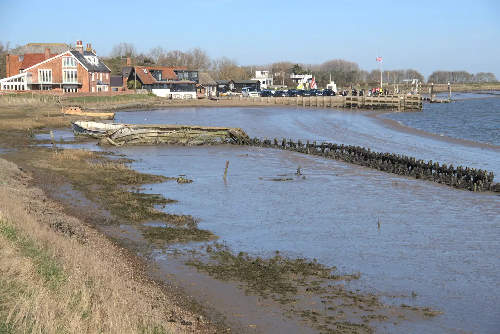 Looking back at Orford Quay, from A Trip to Orford Castle, Orford, Suffolk - 26th February 2022