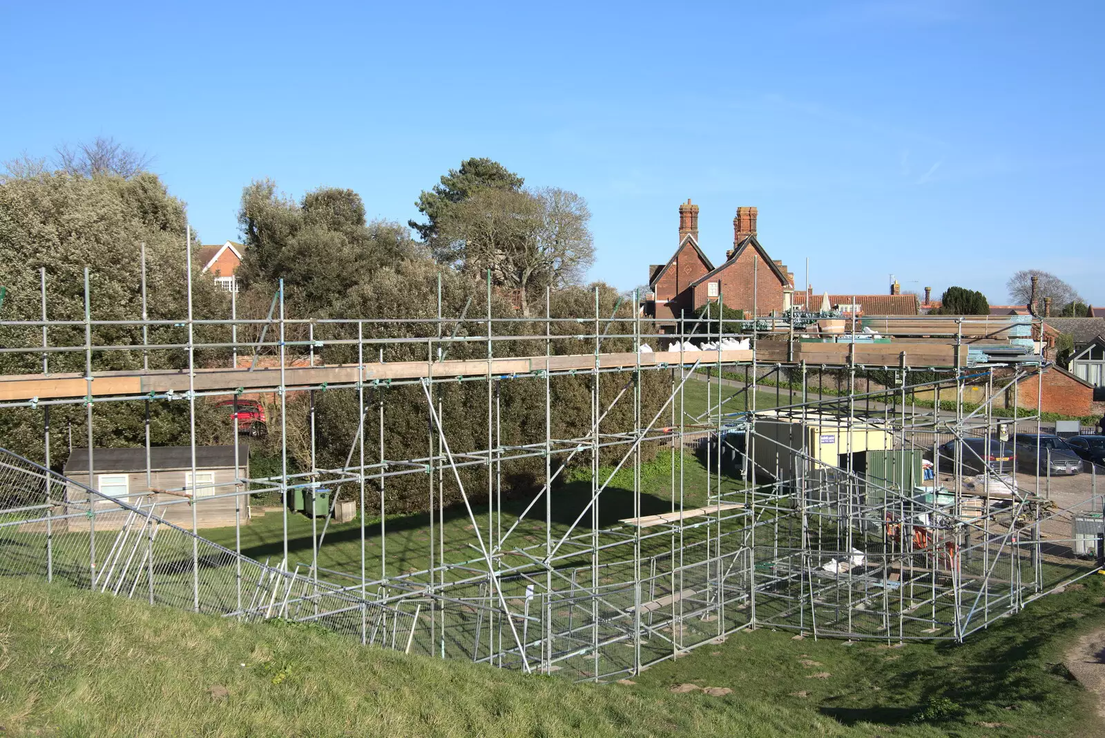There's also a huge scaffolding pier, from A Trip to Orford Castle, Orford, Suffolk - 26th February 2022