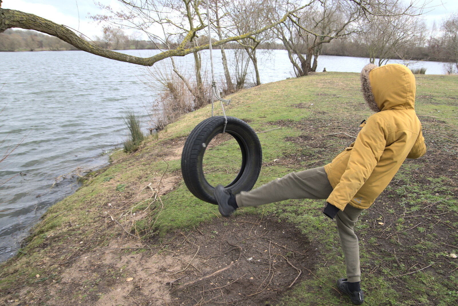 Harry does a spot of tyre kicking from Weybread Pits and a Sunday Walk, Brome, Suffolk - 6th March 2022