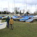Fred and Harry roam around the boats, Weybread Pits and a Sunday Walk, Brome, Suffolk - 6th March 2022