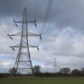 Pylons stride across the land, Weybread Pits and a Sunday Walk, Brome, Suffolk - 6th March 2022