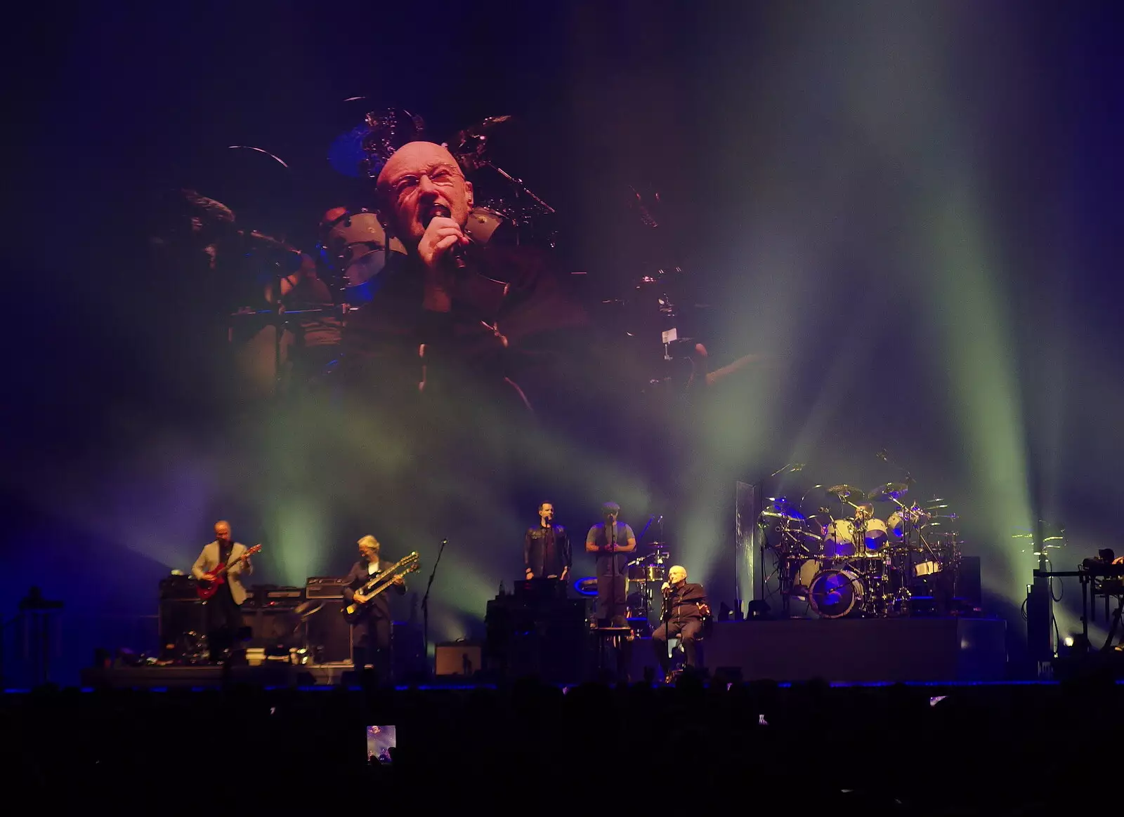 Phil Collins floats above the stage, from Genesis at the O2, North Greenwich, London - 24th March 2022