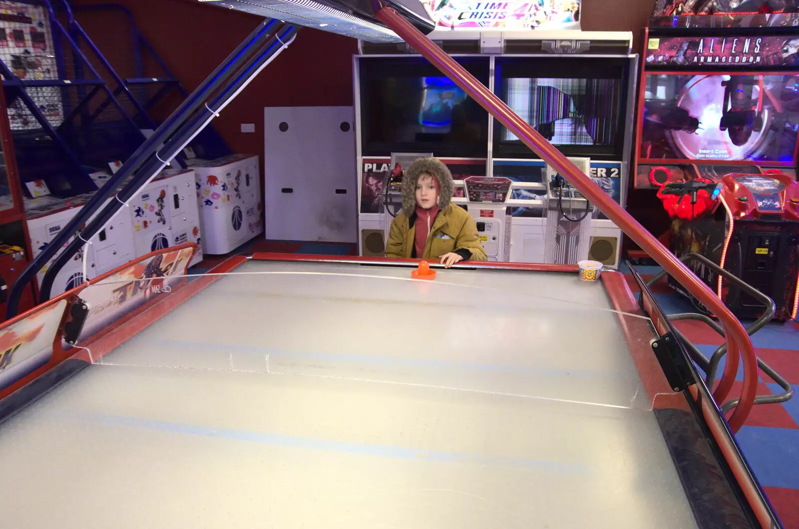 Harry waits for a game of Air Hockey, from Genesis at the O2, North Greenwich, London - 24th March 2022