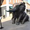 There's a newish elephant statue outside Spitalfields, Genesis at the O2, North Greenwich, London - 24th March 2022