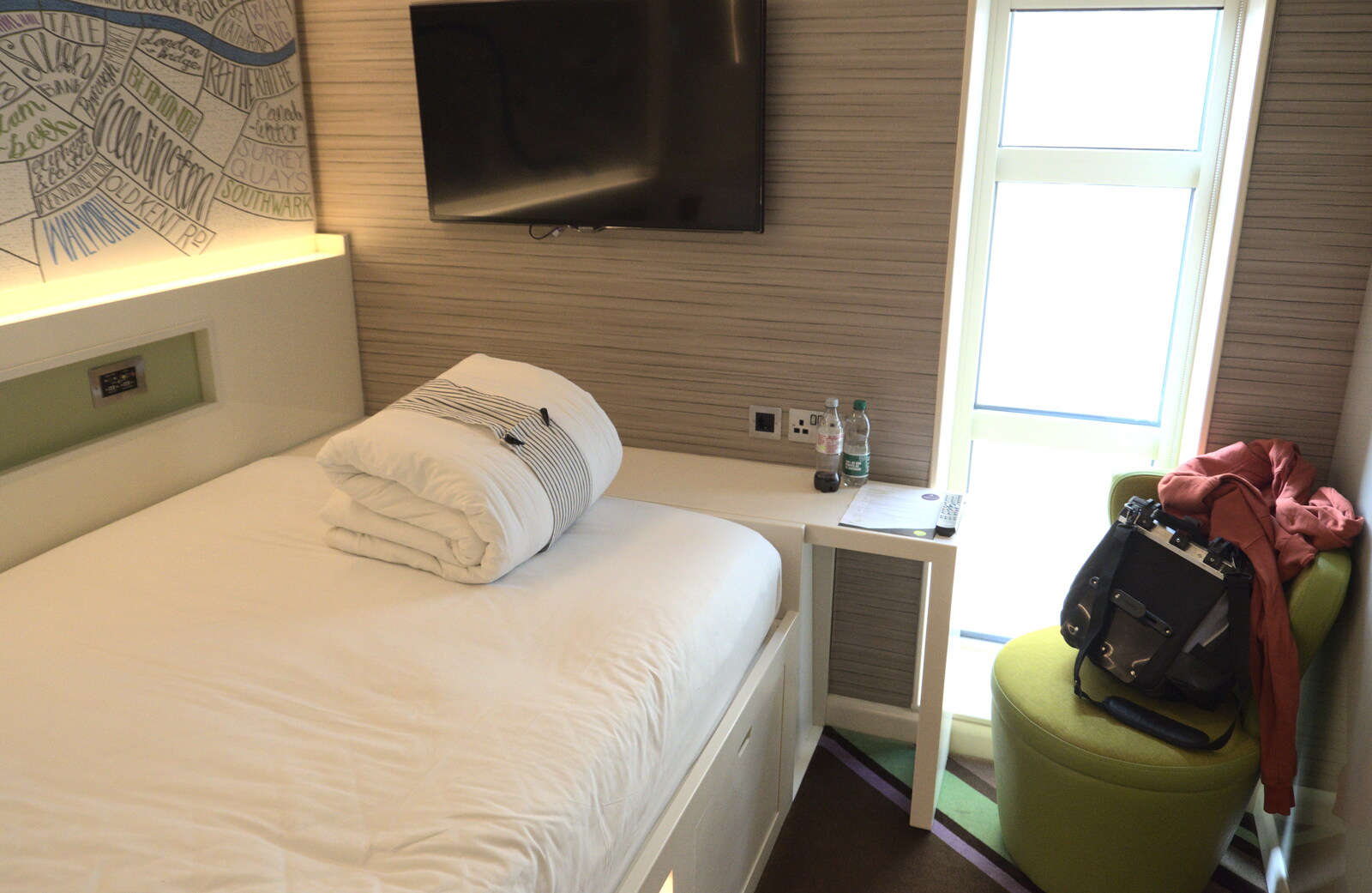 The Premier Inn Hub has tiny but well-done rooms from Genesis at the O2, North Greenwich, London - 24th March 2022