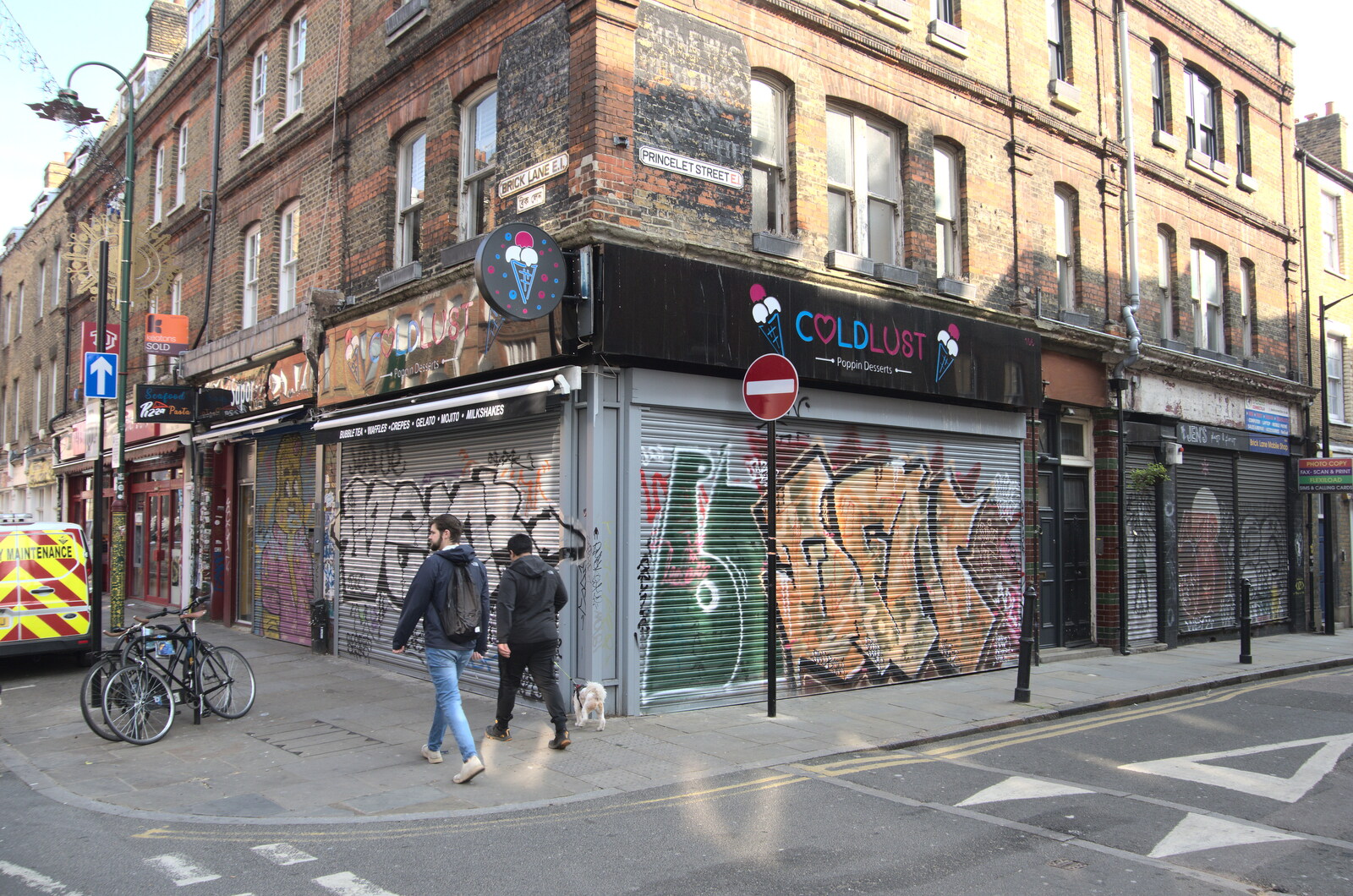 A Walk Around the South Bank, London - 25th March 2022: More graffiti on shop shutters