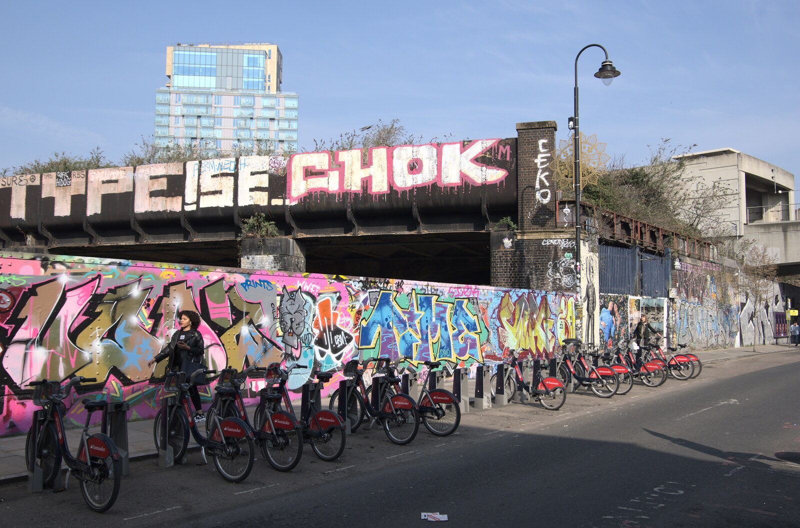 A Walk Around the South Bank, London - 25th March 2022: Graffiti on the railway bridge