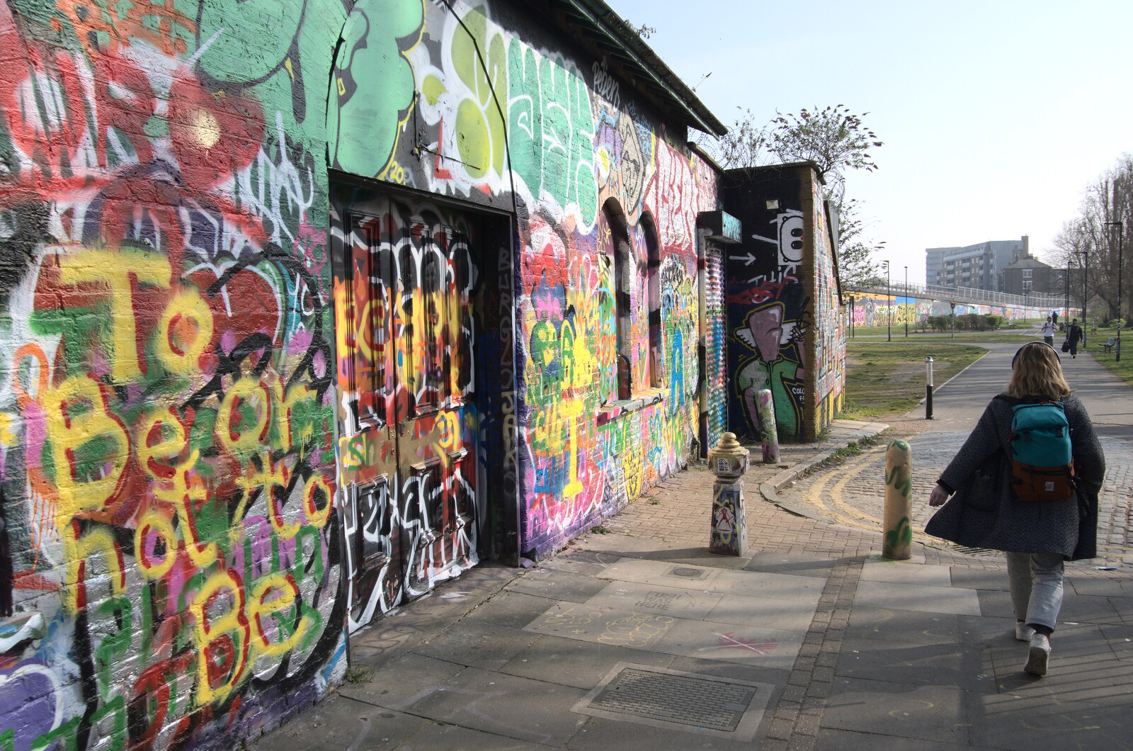 A Walk Around the South Bank, London - 25th March 2022: Painted wall near Allen Gardens