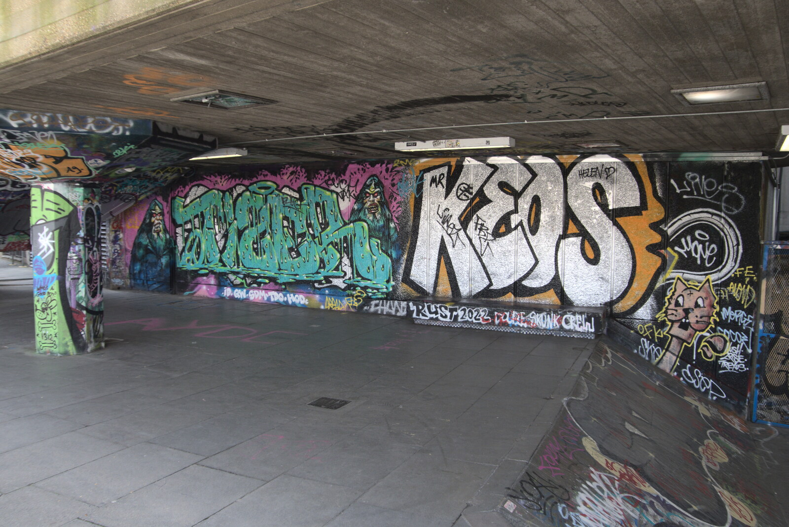 A Walk Around the South Bank, London - 25th March 2022: Lots of graffiti under the Festival Hall