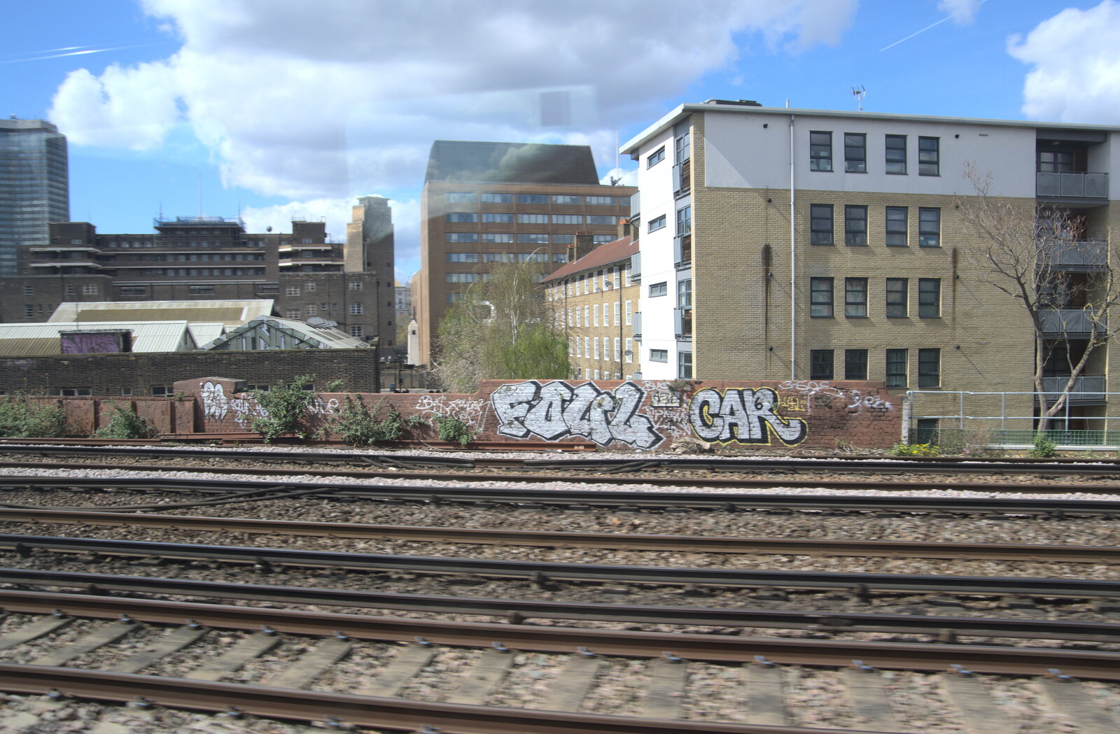 A Trip Down South, New Milton, Hampshire - 9th April 2022: Graffiti on the trackside near Waterloo