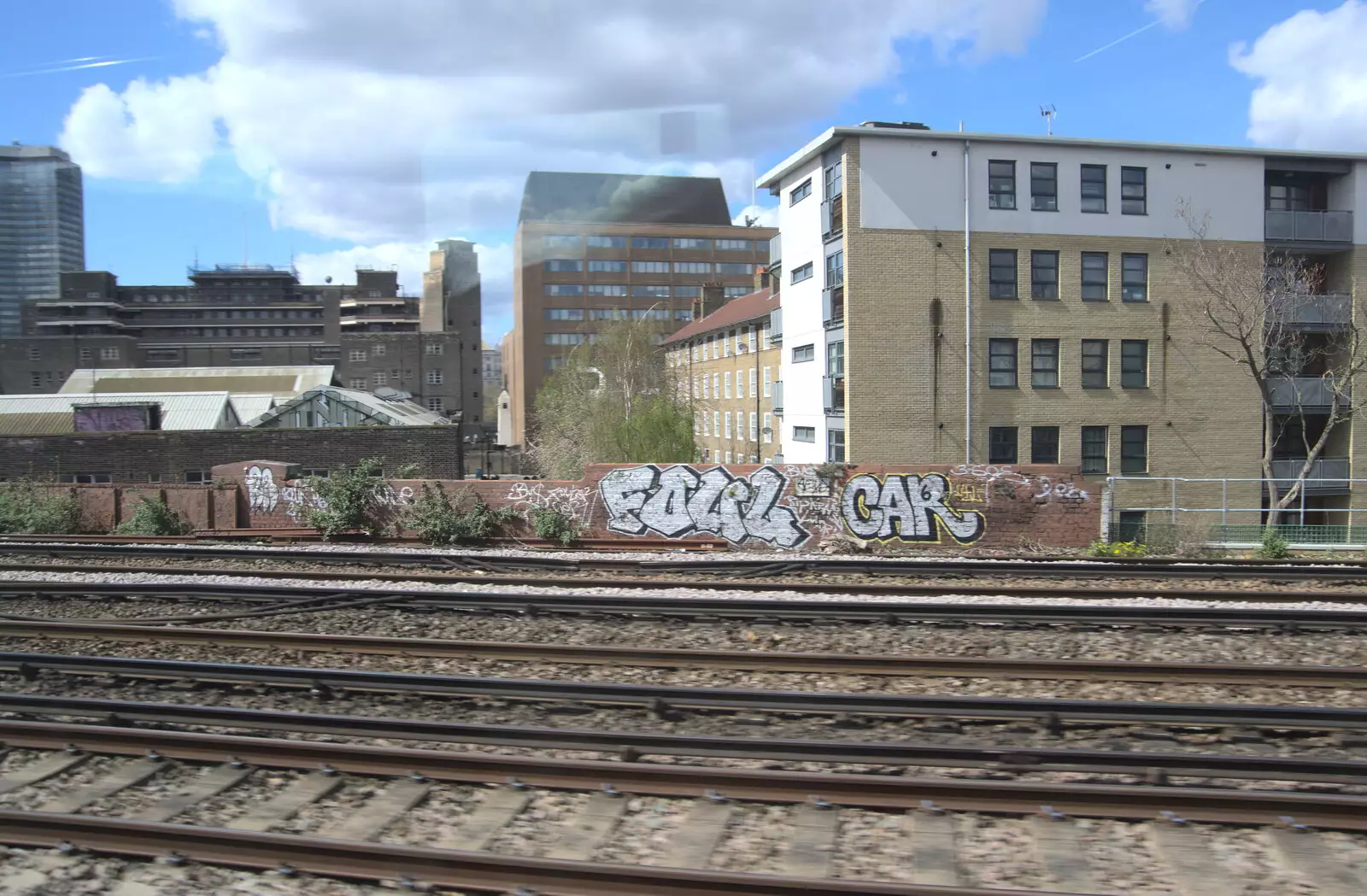 Graffiti on the trackside near Waterloo, from A Trip Down South, New Milton, Hampshire - 9th April 2022