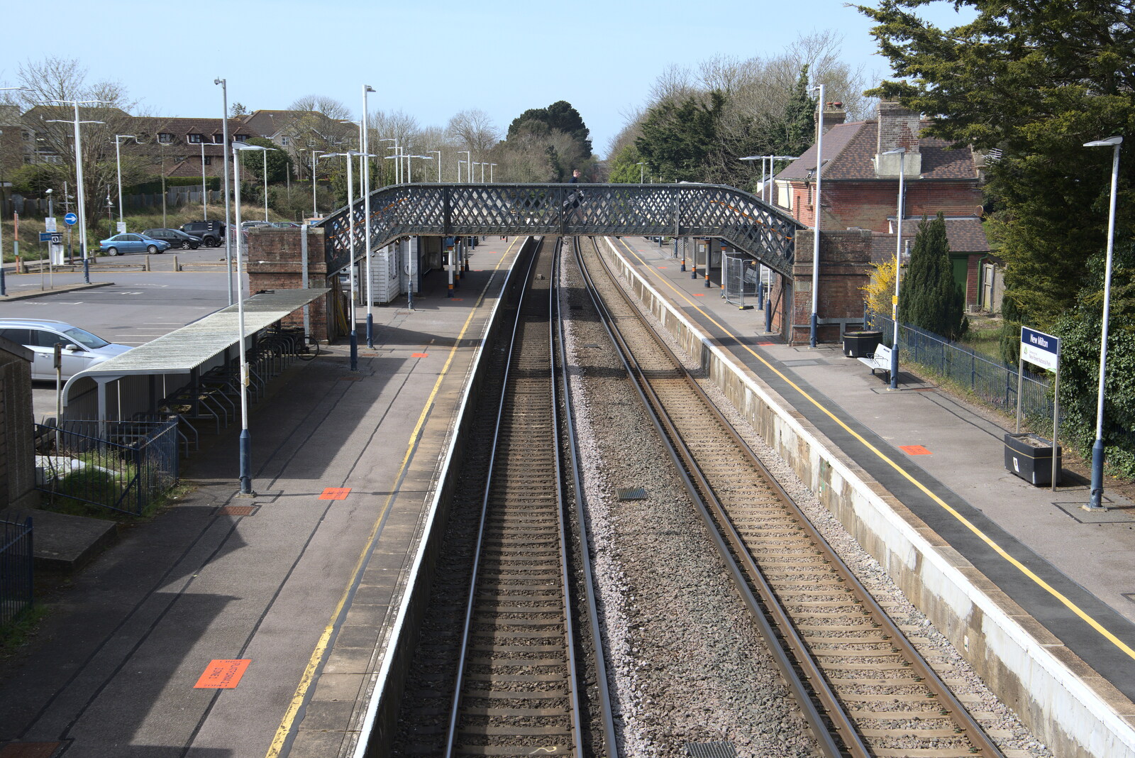 Bernice's Birthday and Walks Around New Milton and Lymington, Hampshire - 10th April 2022: Railway tracks heading off to Bournemouth