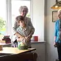 Ollie helps cut the birthday cake, Bernice's Birthday and Walks Around New Milton and Lymington, Hampshire - 10th April 2022