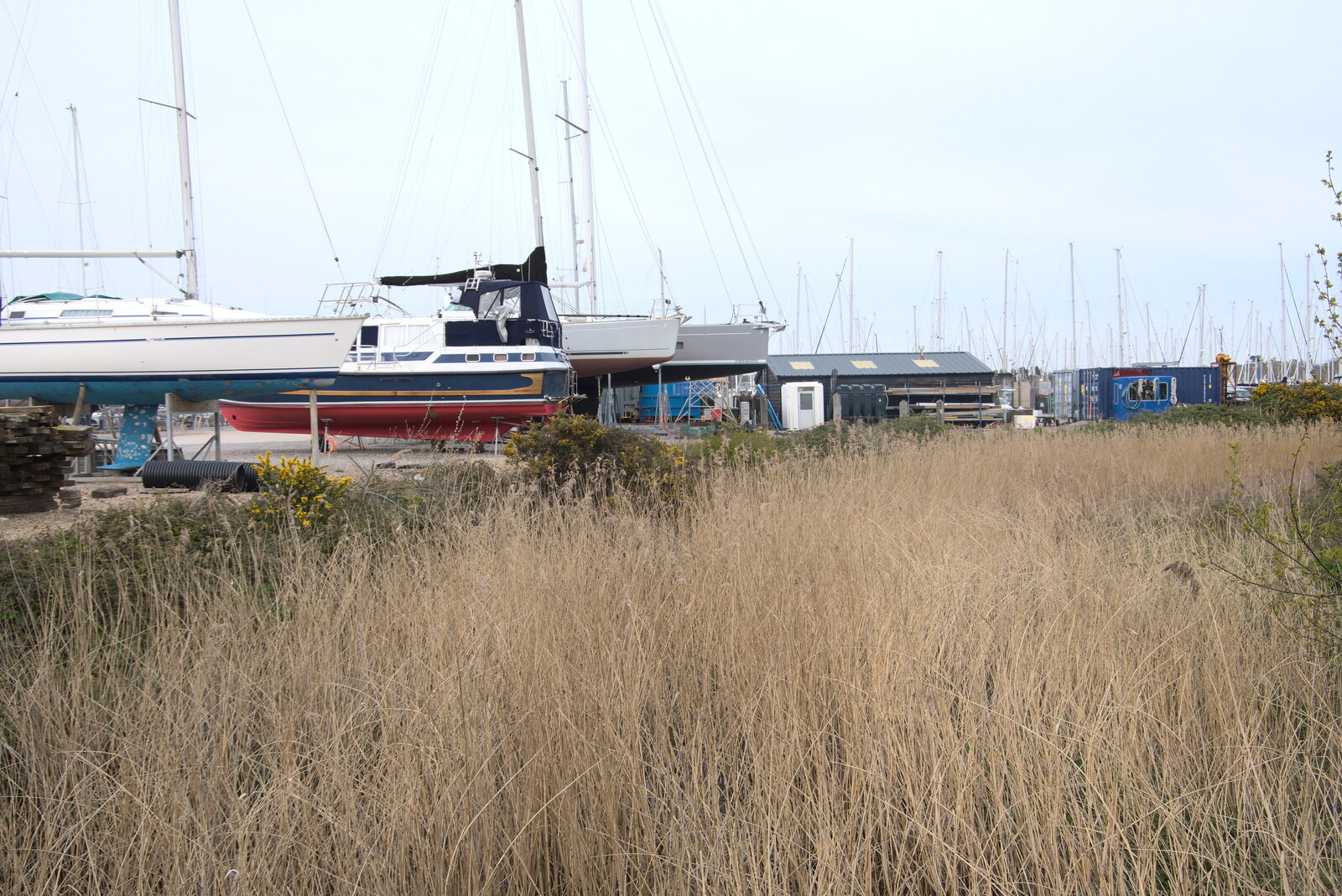 Bernice's Birthday and Walks Around New Milton and Lymington, Hampshire - 10th April 2022: Boats and marshes