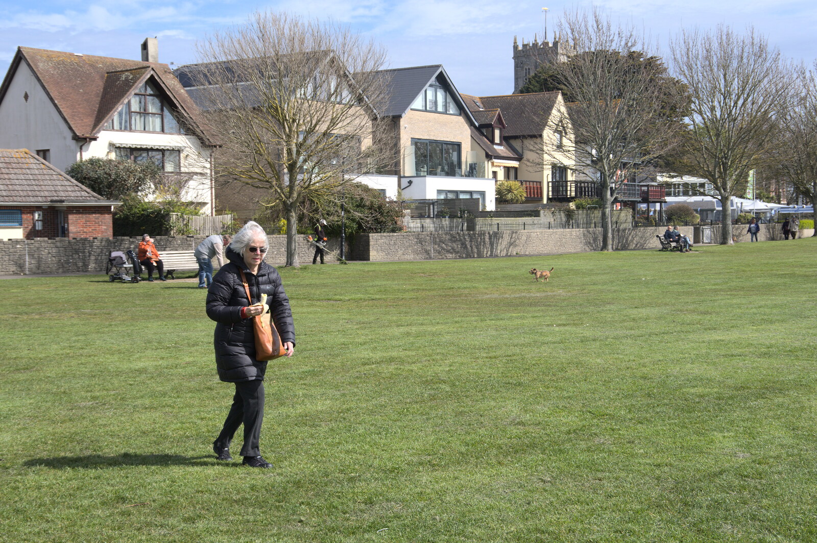 Bernice's Birthday and Walks Around New Milton and Lymington, Hampshire - 10th April 2022: Bernice roams around the park at Christchurch