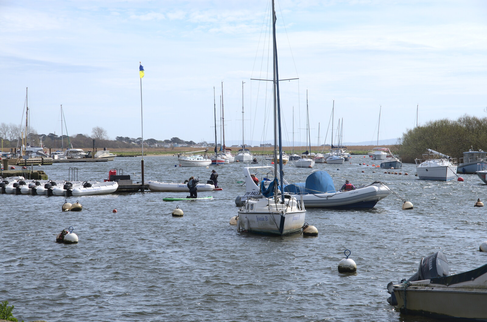 Bernice's Birthday and Walks Around New Milton and Lymington, Hampshire - 10th April 2022: Boats in the River Stour at Christchurch