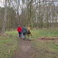 Jules, Isobel and Harry are in the woods, A Camper-Van Trip, West Harling, Norfolk - 13th April 2022
