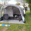 Harry pokes about in the awning, A Camper-Van Trip, West Harling, Norfolk - 13th April 2022