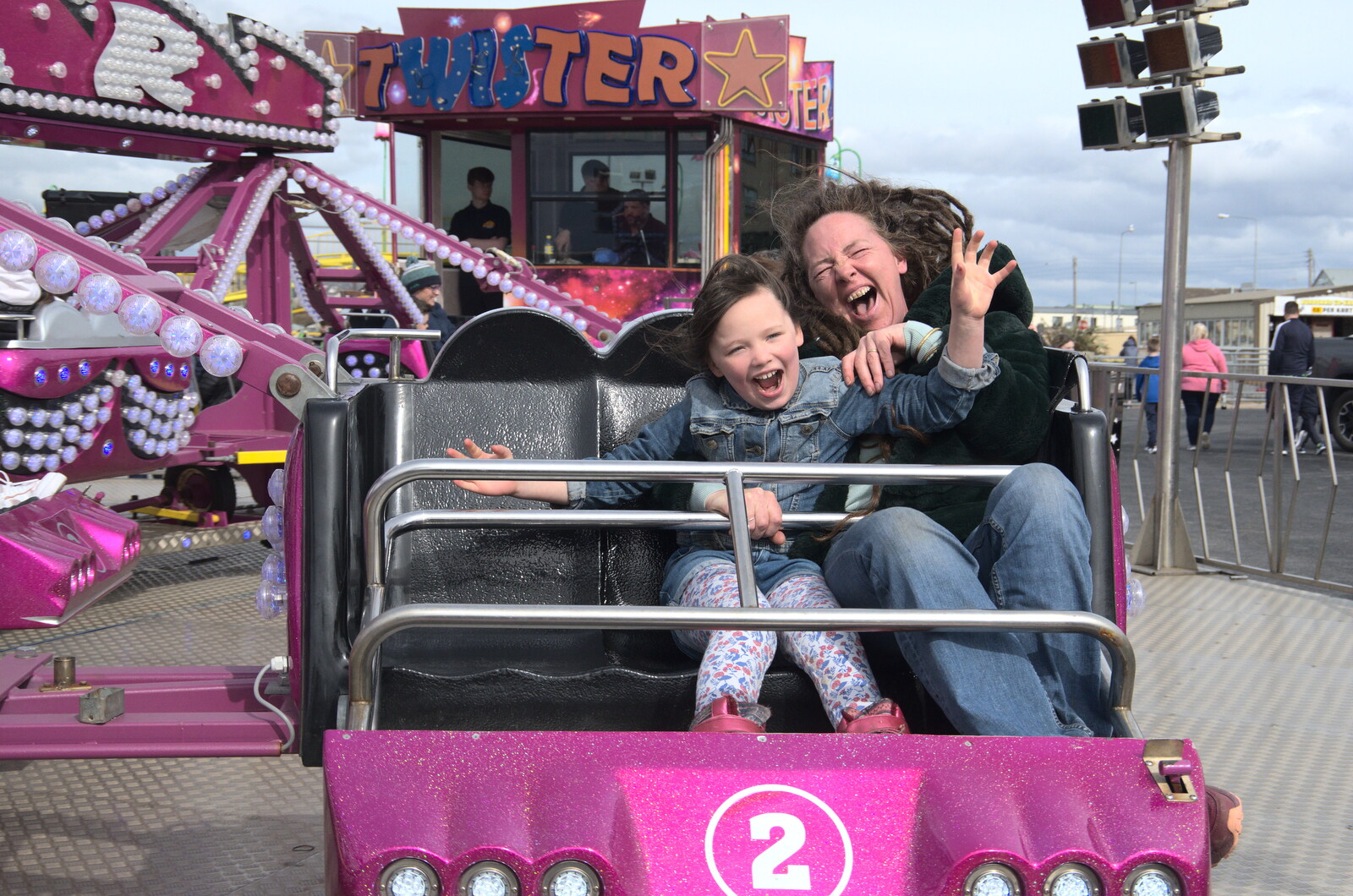 Faith and Davida are having a good time on Twister from Manorhamilton and Bundoran, Leitrim and Donegal, Ireland - 16th April 2022