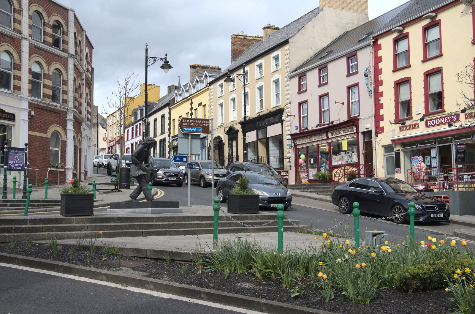 The Rory Gallagher statue in Ballyshannon from Manorhamilton and Bundoran, Leitrim and Donegal, Ireland - 16th April 2022