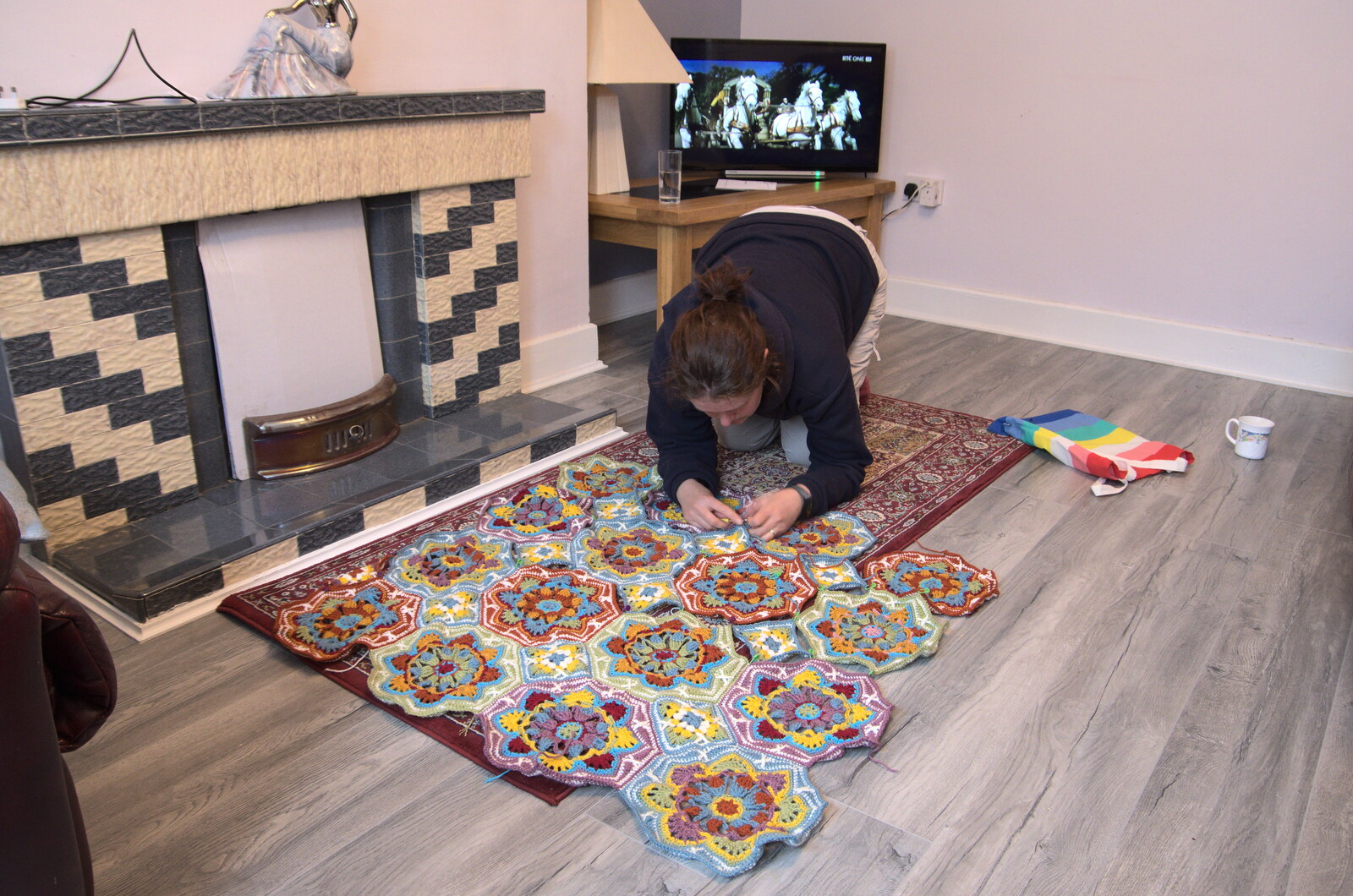 Isobel works on her crochet blanket from Manorhamilton and Bundoran, Leitrim and Donegal, Ireland - 16th April 2022