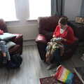 Isobel does more crochet in the lounge, Manorhamilton and Bundoran, Leitrim and Donegal, Ireland - 16th April 2022