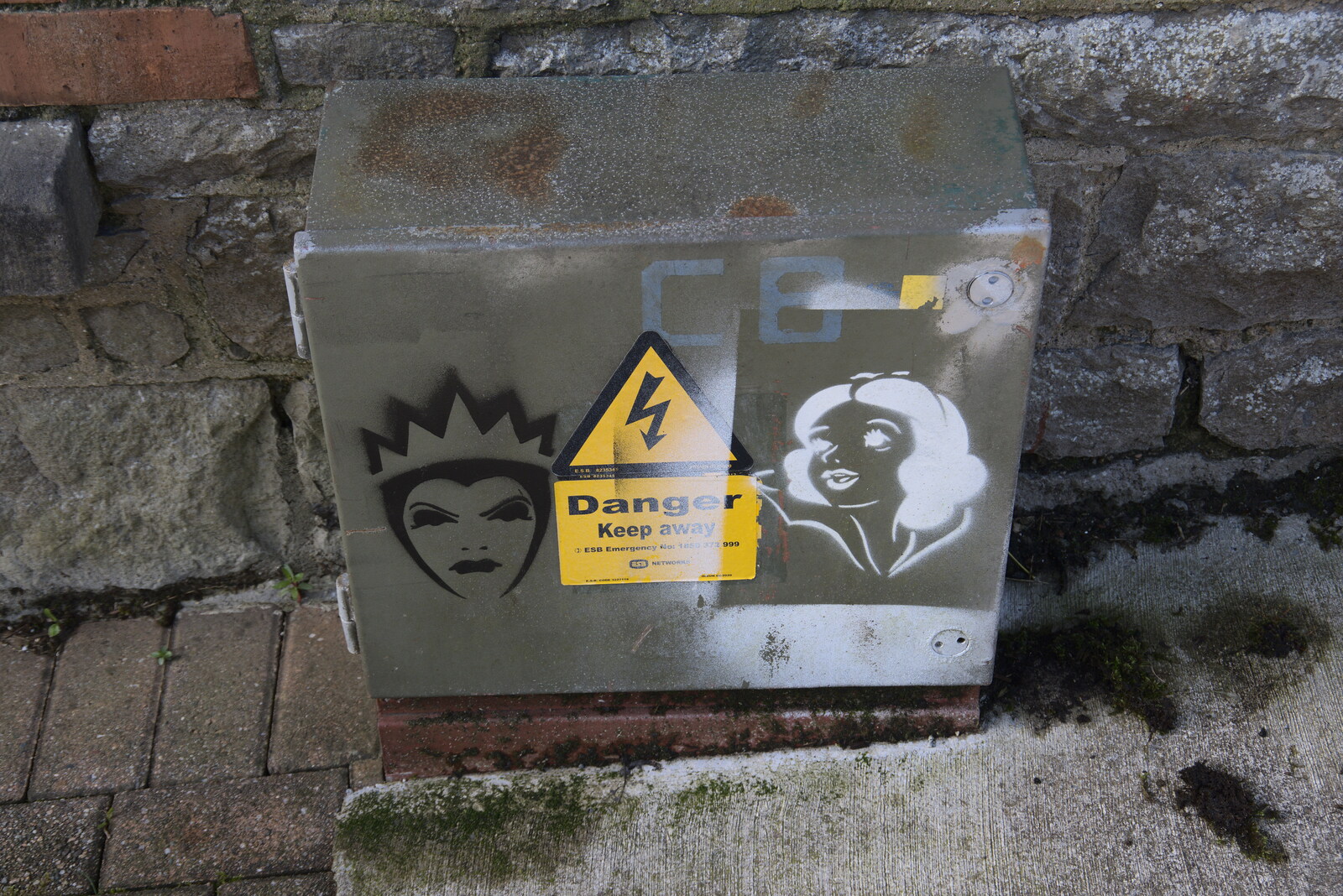 Stencil art on an electrical cabinet from Manorhamilton and Bundoran, Leitrim and Donegal, Ireland - 16th April 2022