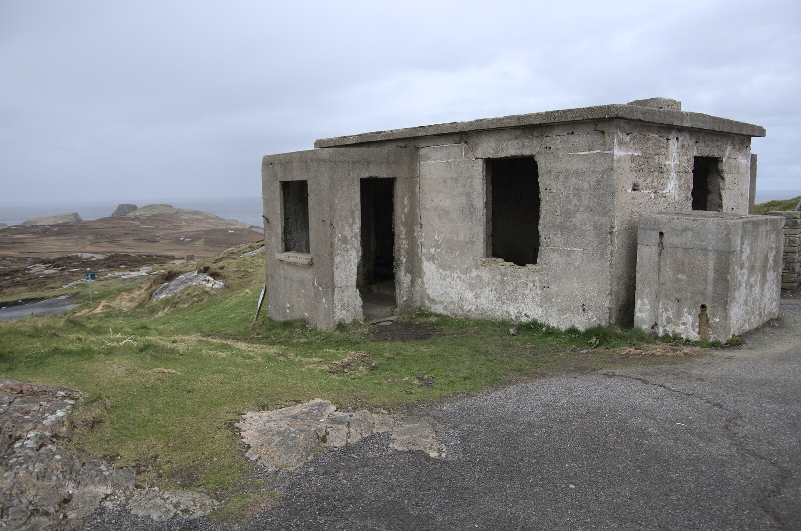 Greencastle, Doagh and Malin Head, County Donegal, Ireland - 19th April 2022: Concrete WWII buildings