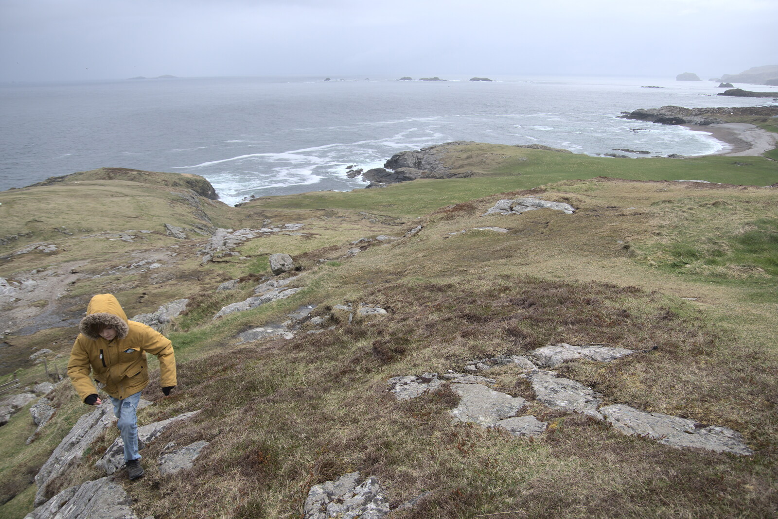 Greencastle, Doagh and Malin Head, County Donegal, Ireland - 19th April 2022: Harry runs around