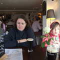 Isobel scopes the menu in the Point Bar, Greencastle, Doagh and Malin Head, County Donegal, Ireland - 19th April 2022