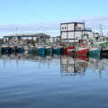 Colourful fishing boats in the harbour, Greencastle, Doagh and Malin Head, County Donegal, Ireland - 19th April 2022