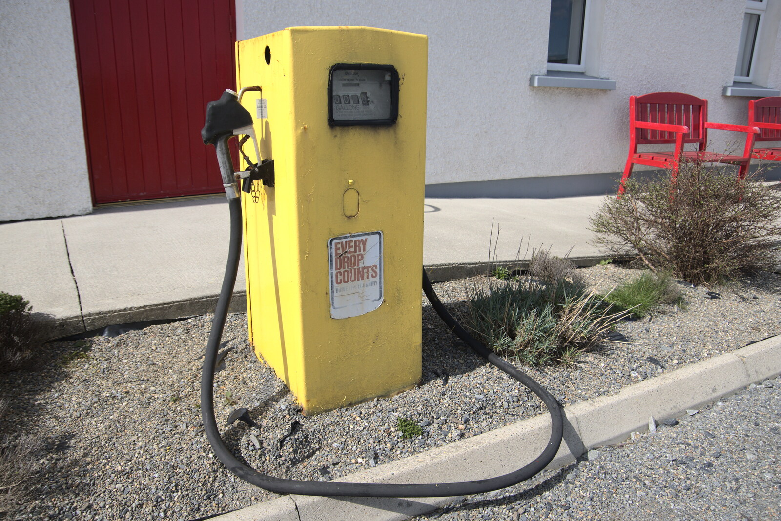 Greencastle, Doagh and Malin Head, County Donegal, Ireland - 19th April 2022: An old petrol pump