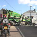 A huge harvester gets stuck in Moville, Greencastle, Doagh and Malin Head, County Donegal, Ireland - 19th April 2022