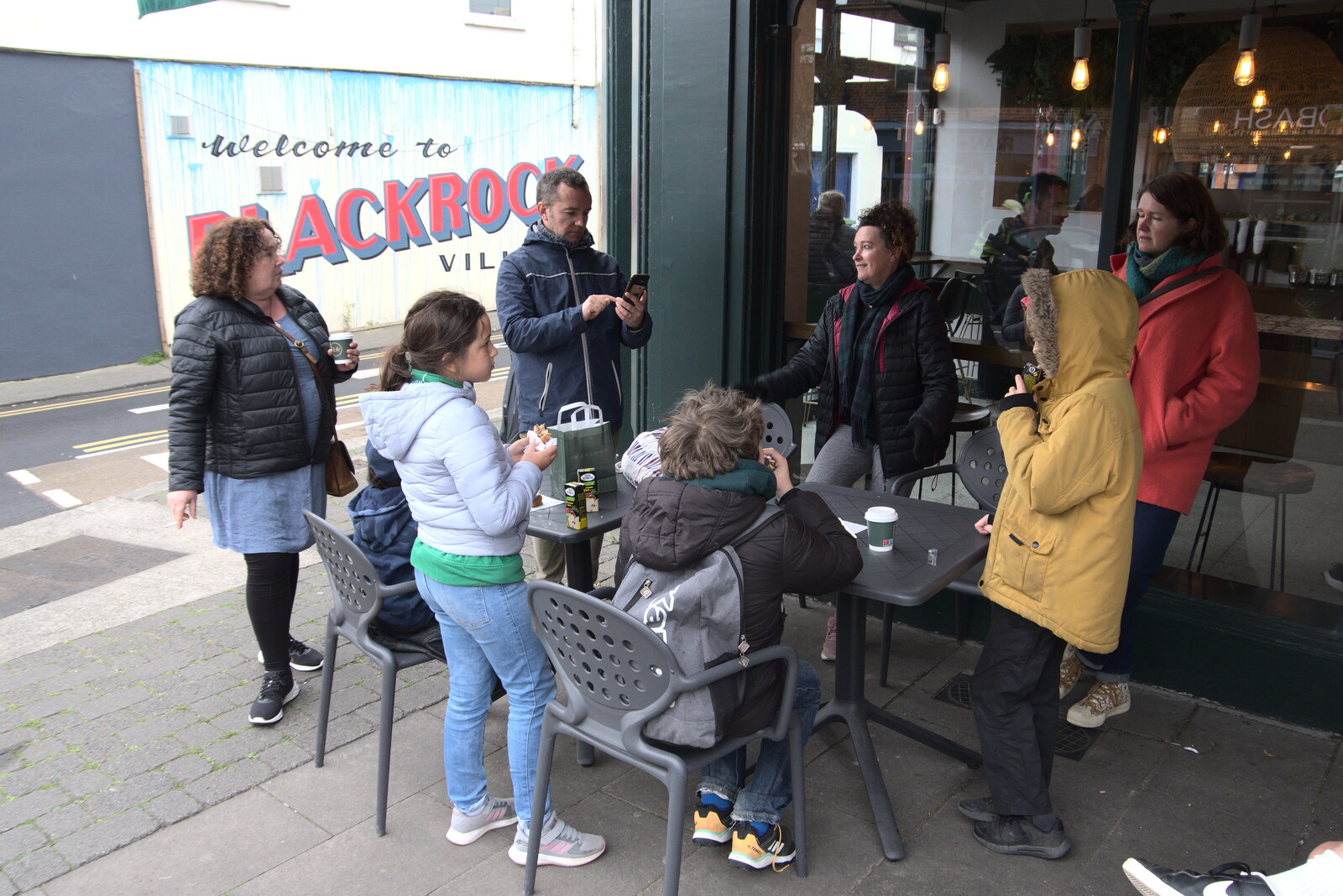 Blackrock North and South, Louth and County Dublin, Ireland - 23rd April 2022: We meet Da Gorls outside a café in Blackrock