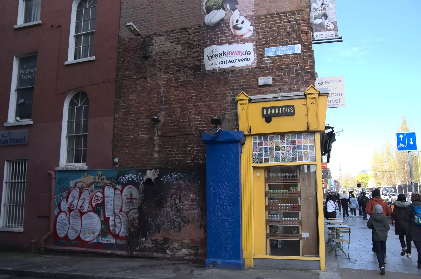 Graffiti and a Burrito café on Leinster Lane, from Blackrock North and South, Louth and County Dublin, Ireland - 23rd April 2022