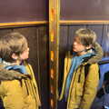 Harry and Fred look in a funky mirror, Blackrock North and South, Louth and County Dublin, Ireland - 23rd April 2022
