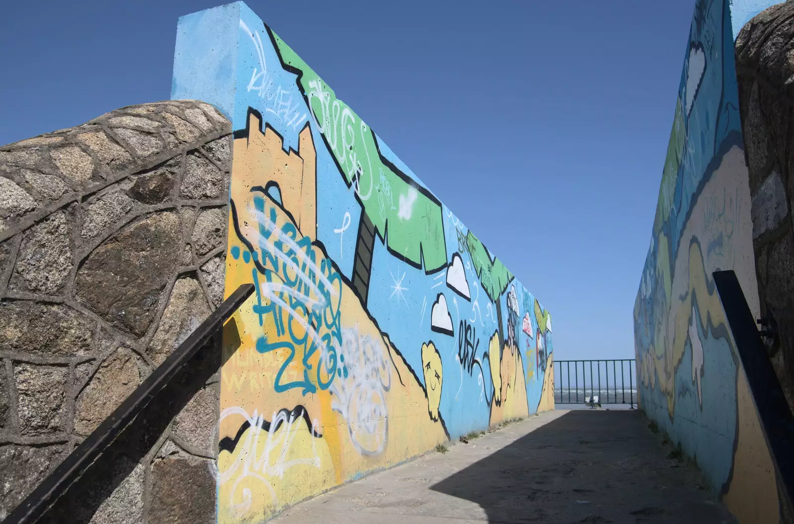 Street Art on the bridge over the DART, from Blackrock North and South, Louth and County Dublin, Ireland - 23rd April 2022