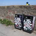 Heavily tagged litter bins, Blackrock North and South, Louth and County Dublin, Ireland - 23rd April 2022