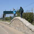 The boys walk along the wall by the DART, Blackrock North and South, Louth and County Dublin, Ireland - 23rd April 2022