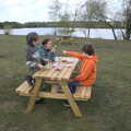 We have a quick picnic-bench snack, The Canoe's First Outing, Weybread Lake, Harleston - 1st May 2022